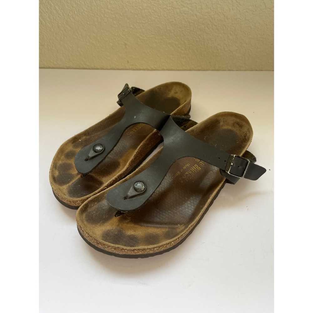 Birkenstock Gizeh Black Leather Flip Flops Women’s Size 40